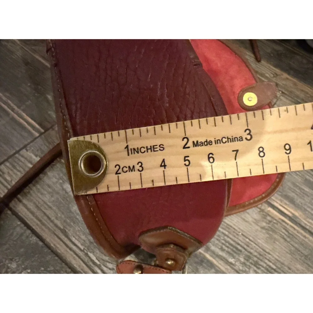 Dooney & Bourke Vintage All Weather Leather Crossbody Saddle Bag Burgundy Purse - Picture 14 of 14